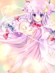  bad_id bad_pixiv_id crescent hair_ribbon hat highres long_hair nogi_takayoshi outstretched_arm patchouli_knowledge purple_eyes purple_hair ribbon solo touhou 