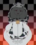  big_breasts bovid breasts caprine clothing cow_costume cowbell female goat hi_res huge_breasts mammal narrowed_eyes nerobero0 sleepy_eyes solo solo_focus squint tight_clothing toriel undertale_(series) 