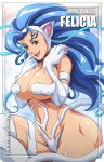  animal_ears animal_humanoid animal_tail big_breasts big_hair blue_hair breasts camel_toe capcom cat_humanoid claws darkstalkers eyelashes felicia_(darkstalkers) felid felid_humanoid feline feline_humanoid female fur green_eyes hair huge_breasts humanoid long_hair mammal mammal_humanoid naturally_censored navel open_mouth open_smile pink_claws pupils sano_br slit_pupils smile solo tail tailed_humanoid tan_body tan_skin text white_body white_fur wide_hips 