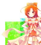  blush choker cure_sunny dress green_background hand_on_hip hino_akane_(smile_precure!) long_hair magical_girl orange_choker orange_dress orange_skirt precure princess_form_(smile_precure!) skirt smile smile_precure! solo tiara yoshizoe_eiko 
