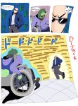  anthro baryonyx cavemanon_studios clothed clothing comic dialogue dinosaur duo extinct female grey_eyes hi_res hoodie human i_wani_hug_that_gator inco_(iwhtg) jojo's_bizarre_adventure male mammal menacing_approach olivia_halford prehistoric_species reptile scalie silentk06814104 spinosaurid theropod topwear vehicle wheel wheelchair yellow_sclera 