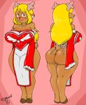 absurd_res anthro apron apron_only armwear big_breasts big_butt blush breasts butt christmas christmas_armwear christmas_clothing cleavage clothed clothing curvy_figure deer deltarune female hi_res holidays hourglass_figure mammal new_world_deer noelle_holiday orangejuicemann reindeer solo undertale_(series)