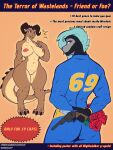 big_breasts big_butt breasts butt clothed_male cover deathclaw duo fallout farrythedragon female flower gun handgun hi_res hybrid magazine_cover male male/female microsoft naked_female plant ranged_weapon reptile revolver rose_(flower) scalie snake vault_suit weapon xiro_decobray
