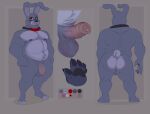 absurd_res anthro anus backsack balls belly big_balls big_belly big_penis blue_body bonnie_(fnaf) bow_tie butt clothing digital_media_(artwork) erection five_nights_at_freddy&#039;s genitals hi_res humanoid_genitalia humanoid_penis jumpy_jackal lagomorph leporid looking_at_viewer male mammal model_sheet navel nipples nude overweight overweight_male pawpads paws penis rabbit scottgames simple_background slightly_chubby slightly_chubby_anthro slightly_chubby_male solo tail thick_penis vein