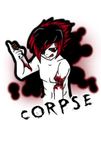  blood chibi corpse-grinder cute cuts death evil gore human male mammal plain_background solo weapon 