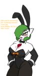  anthro big_breasts blush breasts bunny_costume clothing costume english_text female gardevoir generation_3_pokemon hi_res nintendo pace-maker playboy_bunny pokemon pokemon_(species) small_waist solo text thick_thighs wide_hips 