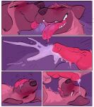  blush bodily_fluids breath canid canine canis comic cum cum_on_forehead domestic_dog duo ejaculation feral feral_on_feral feral_transformation genital_fluids hi_res male male/male mammal orgasm species_transformation tongue tongue_out transformation zoba_(artist) 