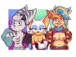  activision anthro breasts cleavage clothed clothing crash_bandicoot_(series) crossover female female/female group hi_res looking_at_viewer luchosfactory nipples pirate_tawna ratchet_and_clank rivet_(ratchet_and_clank) rouge_the_bat sega sonic_the_hedgehog_(series) sony_corporation sony_interactive_entertainment trio undressing 