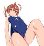  bad_id bad_pixiv_id brown_eyes brown_hair cameltoe covered_navel fenrirr from_below one-piece_swimsuit original school_swimsuit simple_background smile solo swimsuit twintails white_background 