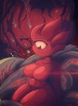  1_eye anthro breasts brimstone_elemental_(terraria_mod) extreme_size_difference featureless_breasts female group hair hi_res inside_stomach internal lens_flare mukaxslivka nude oral_vore red_body red_hair size_difference solo_focus vore 