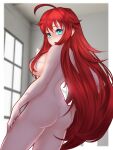  1girl :o ahoge ass blue_eyes breasts completely_nude english_commentary high_school_dxd indoors jay156 large_breasts long_hair looking_at_viewer nipples nude paid_reward_available red_hair rias_gremory sideboob solo very_long_hair 