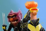  animal_(muppets) beaker beaker_(muppets) clothing crossover cyclops cyclops_(marvel) duo feral fur hair mammal marvel muppets mustelid orange_hair parody purple_fur rahzzah signature super_hero syclop wolverine x-23 x-men 