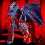  akasha_the_queen_of_pain clothing cutie_mark dota dota_2 equine female horn horse knife looking_at_viewer mammal my_little_pony original_character ponification pony qop red_eyes tail_wrap wergis wings 