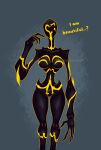 alien alien_humanoid ben_10 black_body breasts cartoon_network chaquetrix female galvanic_mechamorph hi_res humanoid long_arms malware_(ben_10) simple_background solo text theenchanter27 yellow_body