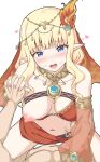  1boy 1girl blonde_hair blue_eyes blunt_bangs blush bracer breasts censored circlet cowgirl_position detached_sleeves elf fire_hair_ornament girl_on_top harem_outfit heart hetero holding_hands ichio jewelry large_breasts long_hair mosaic_censoring navel neck_ring nipples o-ring one_breast_out open_mouth penis pointy_ears princess_connect! saren_(princess_connect!) saren_(sarasaria)_(princess_connect!) sarong sex sidelocks spread_legs straddling tearing_up vaginal veil 