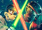  anthro canine crossover darth_vader disney dog duo fight goofy helmet jedi lightsaber luke_skywalker mammal parody saiyagina signature sith_lord star_wars sword weapon 