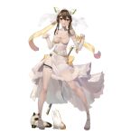  1girl 3others animal_ears animal_hands artist_request bare_legs bare_shoulders blush bracelet breasts bridal_garter brown_fur brown_hair cat_ears cat_tail center_opening cleavage closed_eyes closed_mouth collar collarbone covered_navel cross-laced_straps detached_sleeves dress esmeralda_(final_gear) fake_animal_ears final_gear floating floating_object full_body hair_between_eyes hair_ribbon high_heels horizontal-striped_sash jewelry lace-trimmed_dress lace_trim long_sideburns long_sleeves mandarin_collar multiple_others official_art orange_fur paw_pose pelvic_curtain ribbon rubbing see-through_veil shoe_strap short_hair sideburns simple_background sleeves_past_wrists solo standing striped_sash sword tachi-e tail teeth third-party_source two-tone_sash upper_teeth_only weapon wedding_dress white_background white_collar white_dress white_fur white_veil yellow_eyes yellow_ribbon 