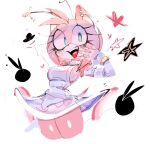 amy_rose antennae_(anatomy) anthro armwear breasts clothing dress elbow_gloves eulipotyphlan female gloves handwear hedgehog hi_res mammal open_mouth open_smile sega side_boob simple_background sketch smile solo sonic_the_hedgehog_(series) usa37107692 white_background