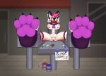 4_toes animated anthro ball_gag big_feet bound brush claws curling_toes erection exclamation_point feet foot_focus gag hi_res male paint_bucket paintbrush pawpads paws restraints short_playtime solo squishypastelpaws stocks toe_claws toes