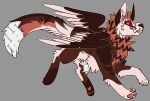  2018 accipitrid accipitriform ambiguous_gender avian bearded_vulture bird black_claws black_nose brown_body brown_feathers brown_fur canid canine claws digital_drawing_(artwork) digital_media_(artwork) digitigrade duskky feathered_wings feathers feral flat_colors full-length_portrait fur grey_background hybrid inner_ear_fluff jaspering mammal old_world_vulture outline patchwork_creature pawpads paws portrait red_body red_fur red_pawpads red_sclera simple_background smile snout solo surgical_suture tail teeth tuft vulture watermark whisker_spots white_body white_feathers white_fur white_inner_ear white_inner_ear_fluff white_outline wings yellow_eyes 