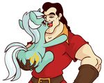  disney equine female feral friendship_is_magic gaston horn human kissing lyra_(mlp) lyra_heartstrings_(mlp) male mammal my_little_pony plain_background unicorn unknown_artist white_background yellow_eyes 