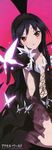  :o absurdres accel_world aikei_yukiko blush center_opening collarbone cross-laced_clothes head_tilt highres kneeling kuroyukihime long_hair long_image looking_at_viewer navel official_art parted_lips scan stick_poster tall_image 