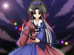  aura black_hair bow bow_(weapon) branch dress fal_(falketto) fusion gradient_hair hat houraisan_kaguya jeweled_branch_of_hourai lens_flare long_hair multicolored_hair silver_hair smile solo touhou weapon yagokoro_eirin yellow_eyes 