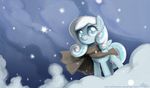  blue_eyes cape clothing cloud clouds cool_colors equine female feral friendship_is_magic hair horse john_joseco looking_up mammal my_little_pony pegasus pony smile snow snowdrop_(mlp) snowflakes snowing solo two_tone_hair white_hair wind wings winter young 
