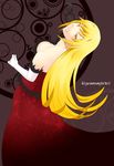  bare_shoulders blonde_hair elbow_gloves gloves highres kiss-shot_acerola-orion_heart-under-blade kizumonogatari long_hair monogatari_(series) solo yellow_eyes yuzuha_(hm-a06) 