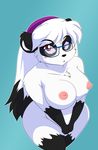  anthro bear big_breasts black_fur blush breasts chalo chest_tuft chubby cocoa edit eyewear female fur glasses hair las_lindas looking_at_viewer mammal nipples nude panda pose red_eyes solo thick_thighs tuft vaginal voluptuous white_fur white_hair wide_hips 