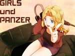  bad_id bad_pixiv_id blonde_hair blue_eyes copyright_name english girls_und_panzer ground_vehicle headphones jacket kay_(girls_und_panzer) long_hair m4_sherman medium_tank military military_uniform military_vehicle motor_vehicle nisi9 on_vehicle saunders_military_uniform sitting solo tank uniform 