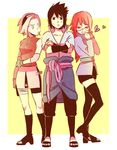  1boy 2girls haruno_sakura karin_(naruto) multiple_girls naruto naruto_shippuuden uchiha_sasuke 