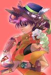  bracelet fabulous fingerless_gloves gloves hat hiyoko-ku jewelry jojo_no_kimyou_na_bouken joseph_joestar_(young) male_focus profile purple_eyes purple_hair ring scarf solo 