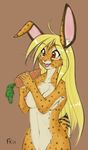  carrot cheetah feline female fluff-kevlar hybrid lagomorph mammal mihari nipples nude rabbit red_eyes solo whiskers 