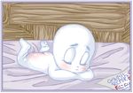  bed blush butt casper cute eyes_closed ghost lying not_furry paper sad solo spirit undead unknown_artist wood 