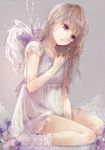  angel angel_wings bad_id bad_pixiv_id brown_hair original purple_eyes sitting socks solo tears tukino_(panna) wariza wings 