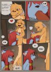 ambiguous_gender balls bodily_fluids canid canine canis chinese_text comic cum cum_in_mouth cum_inside domestic_dog erection eyes_closed floppy_ears genital_fluids genitals him_army male mammal oral penis scar speech_bubble text translation_request