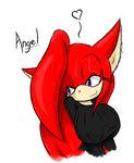  angelthecatgirl big_breasts blue_eyes breasts clothed clothing female hair red_body red_hair solo sweater 