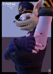 3d_(artwork) anthro armpit_fetish blender_(artwork) bodily_fluids breasts clothed clothing digital_media_(artwork) female freckles hair hi_res looking_at_viewer mammal murid murine officer_flint_(foretbwat) one_eye_obstructed potzii rat rodent saliva saliva_on_armpit solo teeth