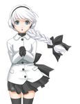  braid gloves hands_clasped long_hair open_mouth own_hands_together sekka_yufu skirt solo t2r thighhighs transparent_background utau white_hair 