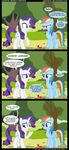  apple blue_eyes comic cutie_mark equine female friendship_is_magic fruit grass hair horn horse mud multi-colored_hair my_little_pony outside pegasus pony purple_eyes purple_hair rainbow_dash_(mlp) rarity_(mlp) tree veggie55 wings 