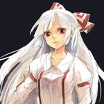  fujiwara_no_mokou hair_ribbon highres long_hair peninsula_(disappearedstump) red_eyes ribbon silver_hair sketch solo suspenders touhou 