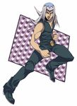  bare_shoulders hat jojo_no_kimyou_na_bouken leone_abbacchio long_hair male_focus muscle solo twistxx white_hair 