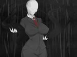  blood breasts clothing crossgender ein457 faceless female forest necktie nipple_bumps pants shirt slenderman solo suit tentacles tree 
