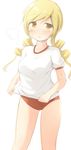  blonde_hair buruma drill_hair gym_uniform highres mahou_shoujo_madoka_magica ran_(9ens2000) solo sweat tomoe_mami yellow_eyes 