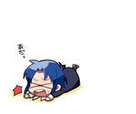  &gt;_&lt; blue_hair chibi ciel closed_eyes melty_blood simple_background six_(fnrptal1010) solo tantrum tsukihime white_background 