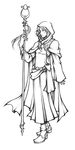  1girl boots dissidia_final_fantasy final_fantasy final_fantasy_i highres hood jewelry robe sketch square_enix staff white_mage 