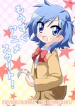  blue_eyes blue_hair hiyoko_(chick's_theater) lucky_star miyakawa-ke_no_kuufuku miyakawa_hikage school_uniform short_hair side_ponytail 