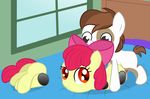  amber_eyes animated apple_bloom_(mlp) bed bow brown_hair cub dismemberment duo equine female feral friendship_is_magic hair horse inside male mammal my_little_pony ohohokapi pipsqueak_(mlp) pony red_hair sex straight what young 