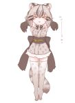  :3 :p animal_print back_bow bare_shoulders belt blush bow bowtie brown_belt brown_bow brown_hair carrying cat_print elbow_gloves full_body gloves grey_bow grey_bowtie grey_hair grey_kimono grey_thighhighs hair_between_eyes highres japanese_clothes kemono_friends kimono multicolored_hair no_shoes nyctereutes obi print_gloves print_kimono print_thighhighs sash short_hair sidelocks sleeveless thighhighs tongue tongue_out tsushima_leopard_cat_(kemono_friends) white_hair yellow_eyes zettai_ryouiki 